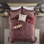 ZUN 5 Piece Jacquard Bedspread Set with Throw Pillows Burgundy King B03597643