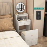 3 in 1 Vanity Desk With mirror and light ,Small makeup vanity set with charging station, With 2 W1321P243134