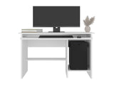 Koyuk Computer Desk with Sliding Keyboard Tray, Lower Storage Shelf and CPU Compartment, White B097P474288