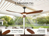 70in ceiling fan with lights, comes with wall control and remote, six-speed reversible motor, three W3775P566868