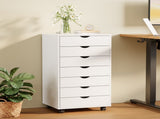 7-Drawer Portable Storage Cabinet on Wheels for Office, Bedroom & Home Organization, White 32868327