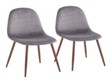 Contemporary Chair in Walnut Metal and Grey Velvet - Set of 2 B202P223638