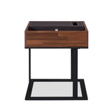 ZUN Walnut and Sandy Black Accent Table with Storage B062P209113