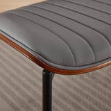 A&A Furniture, Dining Chairs Set of 2 Mid Century Modern Retro Faux Leather Chair with Walnut W1143P191787