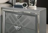 2 Drawers Nightstand with Mirror Trim, Silver B016P252825