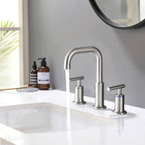 8 in. Widespread Double Handle Bathroom Faucet with Pop Up Drain in Brushed Nickel W122459284