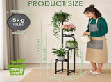 Tall Plant Stand Indoor Outdoor, 4 Tier Metal Plant Shelf with Round Trays, Corner Multiple Flower 17148039