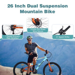 ZUN 26 inch Mountain Bike 21-Speed Dual Suspension Aluminum Alloy Frame For Men and Women's Bike W1019P179698