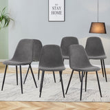 Comfortable Linen-Cotton Dining Chair Set - Six Pieces in Dark Gray.Integrated Seat and W1151P283077