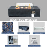 52 Inch Outdoor Concrete Propane gas rectangle Fire Pit table in Dark Gray color W2620P182374