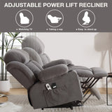 Power Lift Recliner Chair with Heat and Massage Electric Fabric Recliner Chair for Elderly with Side W1521P303241