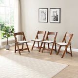 Upholstered folding chair, space saving, easy to carry, 4PCS, Walnut shelfBeige cushion,Dining room W49553920