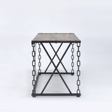 Rustic Oak and Antique Black Rectangular Console Table B062P189092