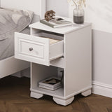 Elegant Design Nightstand with Drawer and Open Shelf for Bedroom, Retro Style Bedside Table with N733P199704K