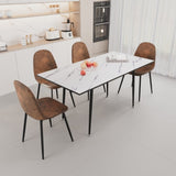47"-63" extendable MDF modern dining and chair set, suitable for 2-6 people, white dining 32318093