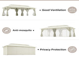 Patio Gazebo 10'x20', Outdoor Heavy Duty Party Tent Shelter With Double Roofs, Mosquito Nettings And 58456424