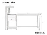 Computer Desk with Power Outlet & Storage Shelves, Study Writing Table with USB Ports Charging 20137043