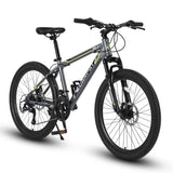 ZUN S24102 24 Inch Mountain Bike Boys Girls, Steel Frame, Shimano 21 Speed Mountain Bicycle with Daul W1856108879