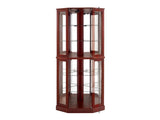 6 Shelf Corner Curio Display Cabinet with Lights, Mirrors and Adjustable Shelves, Cherry 99490585