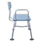 ZUN Medical Bathroom Safety Shower Tub Aluminium Alloy Bath Chair Transfer Bench with Back & Handle Blue 85785756