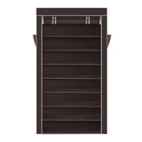 ZUN 10 Tiers Shoe Rack with Dustproof Cover Closet Shoe Storage Cabinet Organizer Dark Brown 21202749