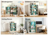 Bookshelf 6-Cube Storage Cabinet Bookcase with Sliding Storage Door Wooden Toy Organizer with Book 05629757