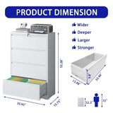 ZUN Lateral File Cabinet 4 Drawer, White Filing Cabinet with Lock, Lockable File Cabinet for Home 05208555