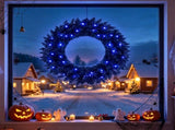 2 Pack 24in Black Pre-Lit Christmas Wreath, 179 Branch Tips, 35 Purple LED Lights, IP44 Timer, 09515485