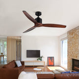 ZUN 52 Antique Brown Ceiling Fan without Light with Remote Control W136772206