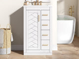 24" Bathroom Vanity with Integrated Ceramic, Bathroom Cabinet with 1 Door, 3 Drawers, Single N710P341038K