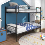 Twin over Twin Bunk Bed, Metal Frame with Ladder W84034154