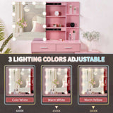 Pink Textured Particle Board with Melamine Laminate Five-Drawer Two-Shelf Sliding Door Mirror 50712204
