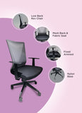 ZUN Black Wengue and Smokey Oak Swivel Adjustable Height Fixed Armrest Office Chair B06280632