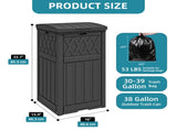 38 Gallon Outdoor Trash Can, Waterproof Resin Garbage Bin with Lid & Drip Tray for Porch Backyard 29856057