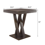 ZUN Cappuccino Double X Base Square Bar Table B062P145581