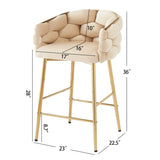 28'' Modern Counter Stools Set of 2,Beige Counter Stools with iron Frame,Soft back and N780P199861W