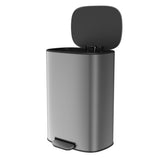 13 Gallon 50L Kitchen Foot Pedal Operated Soft Close Trash Can - Stainless Steel Ellipse Bustbin - S W1550106530