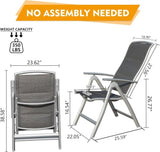 ZUN Patio Folding Chairs Set of 2, Aluminium Frame Outdoor Reclining Patio Chairs for Garden Camping W1859P210876