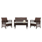 ZUN 4pcs 1 Double Seat 2 Single Seat 1 Coffee Table Armrest Hollow Knit Combination Sofa Brown Gradient 17658049