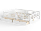 Full Platform Bed with Full-length Guardrails, Kids Platform Bed with Storage Drawers, Childlike and W1580P534503