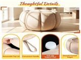 Pumpkin Shaped Velvet Storage Ottoman, Multi-Functional Foot Rest Stool with Hidden Storage, Flip 60762584