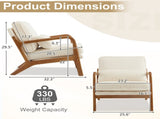 Low Arm Accent Chair - Off-White Corduroy Upholstered Indoor Lounge Chair, Compact Single Seater 07121818