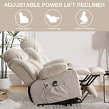 Power Lift Recliner Chair with Heat and Massage Electric Fabric Recliner Chair for Elderly with Side W1521P303189