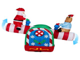 4.7 FT Lighted Christmas Inflatable Decoration, Large Motorized Seesaw with Santa and Reindeer, 76233544