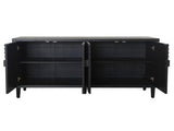 Modern Black Sideboard Cabinet with Decorative Nailhead Accents, Stylish Storage Solution for Dining W2729P198993