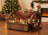 Carbonized Fir Wood 2-Tier Wagon Planter, Drainage Holes Elevated Garden Bed for Herbs Vegetables 87998599