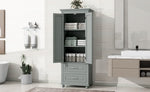 ZUN Tall Storage Cabinet with Two Drawers for Bathroom/Office, Grey WF299284AAE