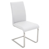 Foster Contemporary Dining Chair in Stainless Steel and White Faux Leather by LumiSource - Set of 2 B202P223520