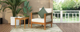 Acacia Wood Outdoor Club Chair with Handwoven Rope Accents & Curved Backrest - Water-Resistant Boho N767P265743A