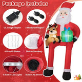 9.5ft Inflatable Sitting Santa Decor - 4 Built-in LED Lights 210T Polyester Quick Inflation Outdoor 69590426